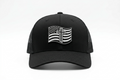 Black Hat with Flag and Cross White Leather Patch Hat